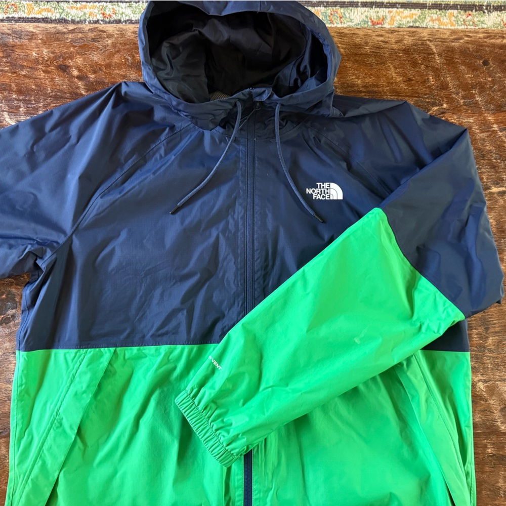 The North Face Vibrant Green and Dark Blue Jacket